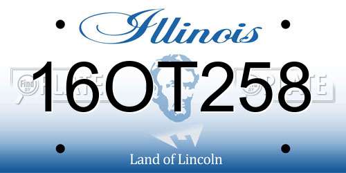 16OT258 Illinois License Plate