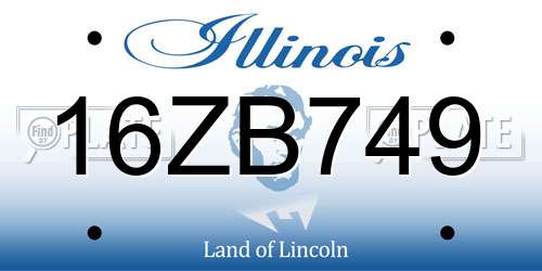 16ZB749 Illinois License Plate