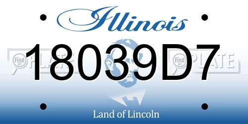 18039D7 Illinois License Plate