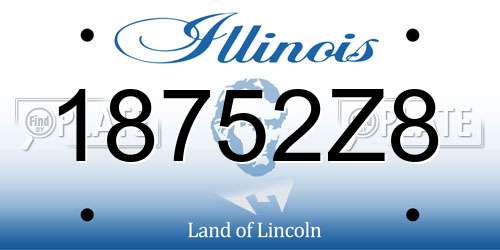 18752Z8 Illinois License Plate