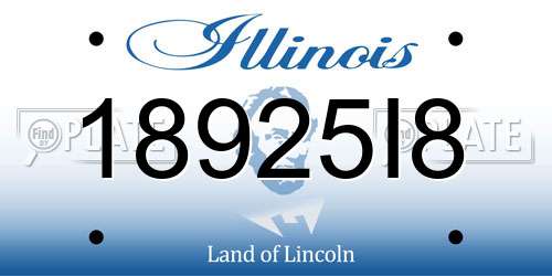 18925I8 Illinois License Plate