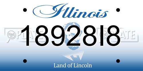 18928I8 Illinois License Plate
