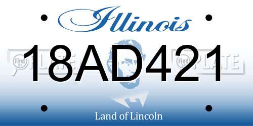 18AD421 Illinois License Plate
