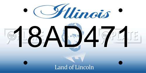 18AD471 Illinois License Plate