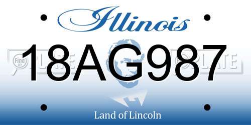 18AG987 Illinois License Plate