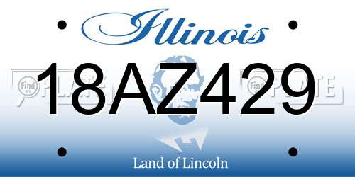 18AZ429 Illinois License Plate