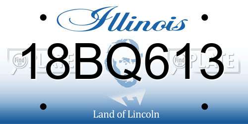 18BQ613 Illinois License Plate