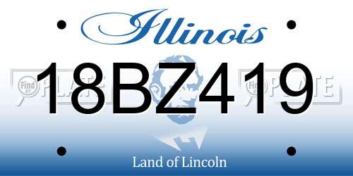 18BZ419 Illinois License Plate