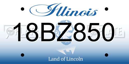 18BZ850 Illinois License Plate
