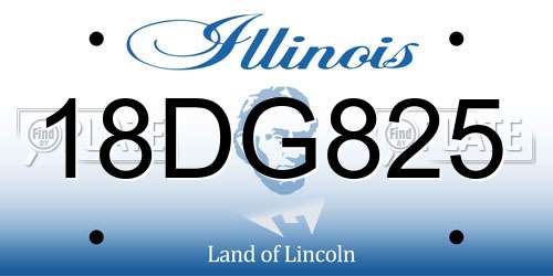 18DG825 Illinois License Plate
