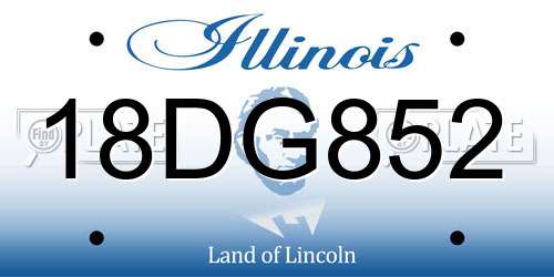 18DG852 Illinois License Plate