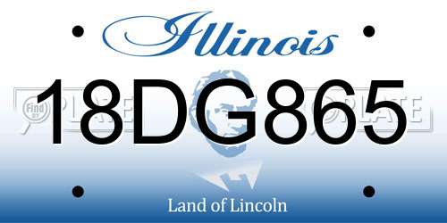 18DG865 Illinois License Plate