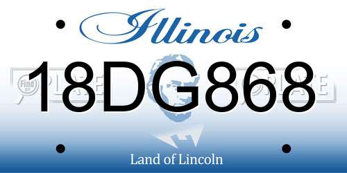 18DG868 Illinois License Plate