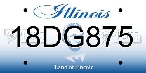 18DG875 Illinois License Plate