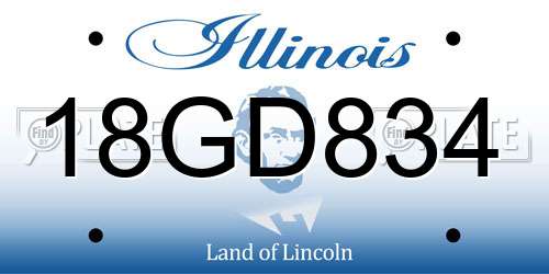 18GD834 Illinois License Plate