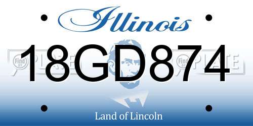 18GD874 Illinois License Plate
