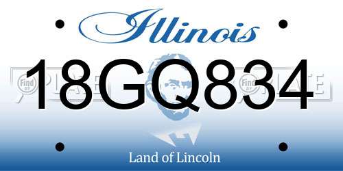 18GQ834 Illinois License Plate