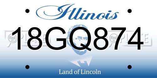 18GQ874 Illinois License Plate