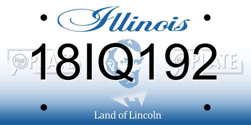 18IQ192 Illinois License Plate