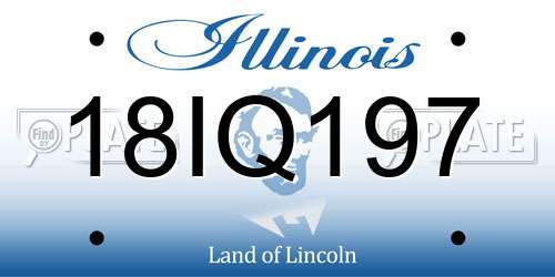 18IQ197 Illinois License Plate