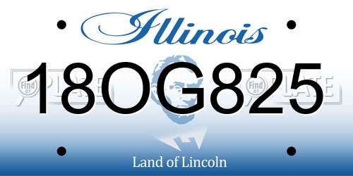 18OG825 Illinois License Plate