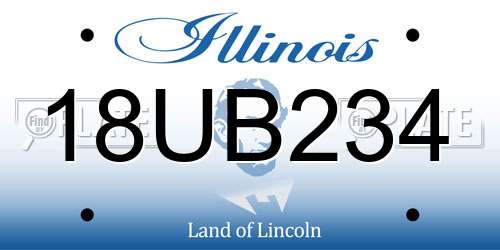 18UB234 Illinois License Plate