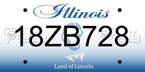 18ZB728 Illinois License Plate
