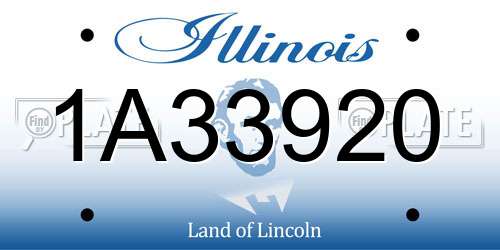1A33920 Illinois License Plate