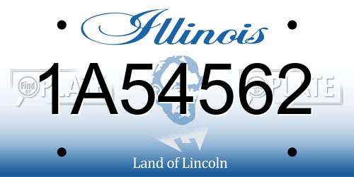 1A54562 Illinois License Plate