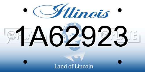 1A62923 Illinois License Plate