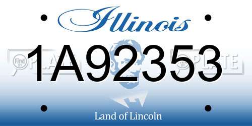 1A92353 Illinois License Plate
