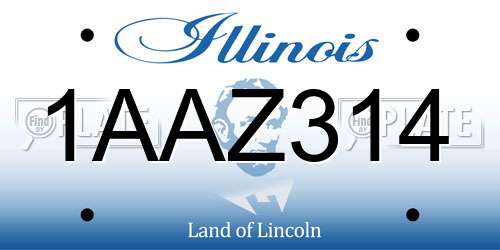 1AAZ314 Illinois License Plate
