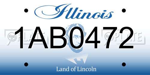 1AB0472 Illinois License Plate