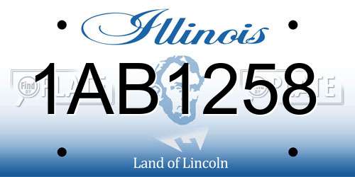 1AB1258 Illinois License Plate