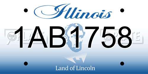 1AB1758 Illinois License Plate