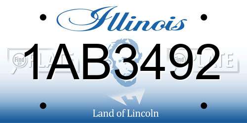1AB3492 Illinois License Plate