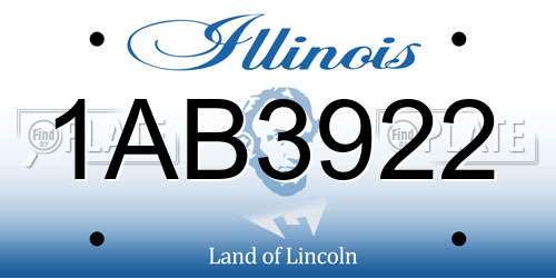 1AB3922 Illinois License Plate
