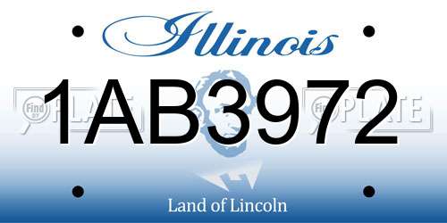 1AB3972 Illinois License Plate