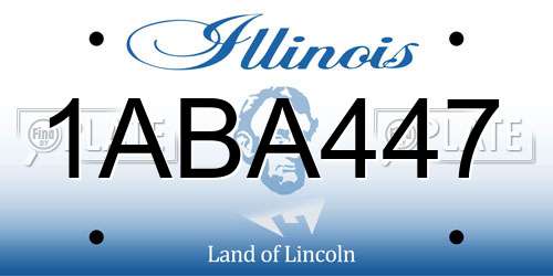 1ABA447 Illinois License Plate