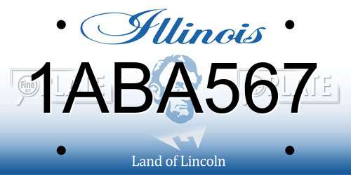 1ABA567 Illinois License Plate