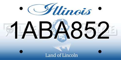 1ABA852 Illinois License Plate