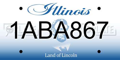 1ABA867 Illinois License Plate