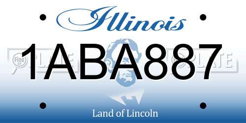 1ABA887 Illinois License Plate