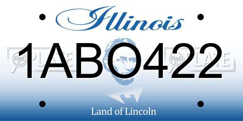 1ABO422 Illinois License Plate