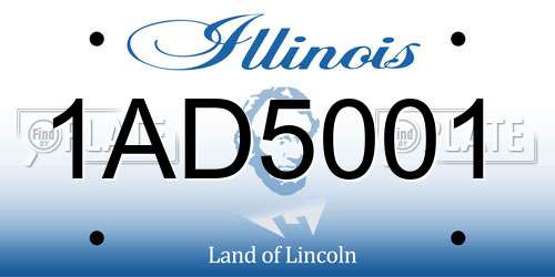 1AD5001 Illinois License Plate