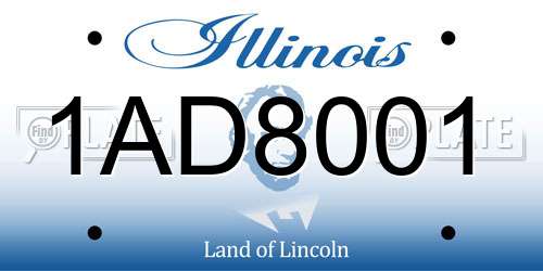 1AD8001 Illinois License Plate