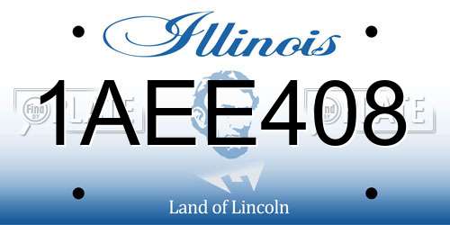 1AEE408 Illinois License Plate