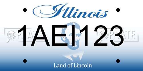 1AEI123 Illinois License Plate