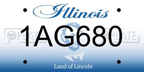 1AG680 Illinois License Plate