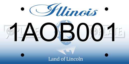 1AOB001 Illinois License Plate